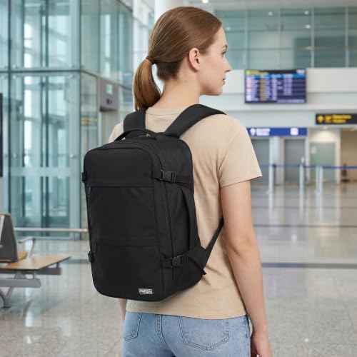 Fmeida Flight Approved Carry On Backpack for Ryanair Fits 14" Laptop - 20L Underseat Airplane Approved Weekender Bag, Anti-Theft Travel Backpack, Personal Item Bag Black - color: Black, size: Small