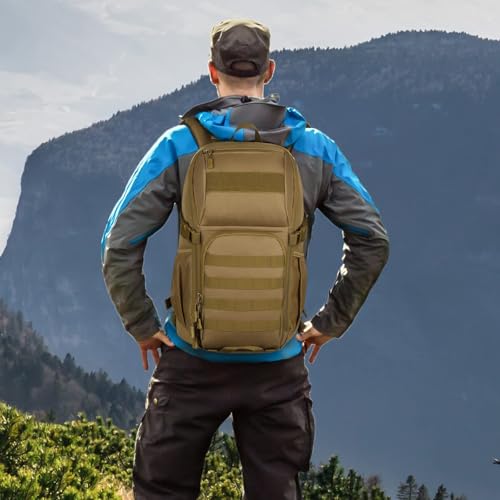 HUNTVP Tactical Backpack Military MOLLE Backpack Hunting Rucksack Gear Assault Pack 25L WR - color: Brown-25l, size: 25L