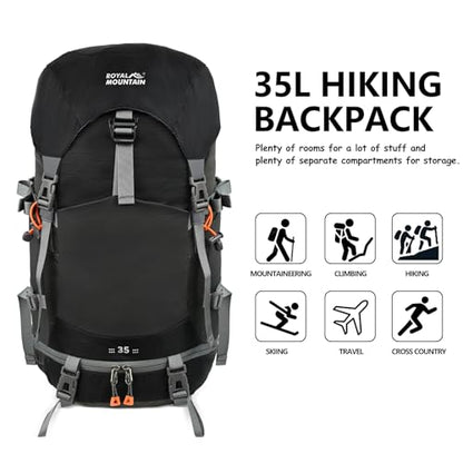 35L Hiking Backpack for Women men,Waterproof Camping Outdoor Backpacking Backpack for Travel lightweight Hiking Trekking Daypack - color: Black