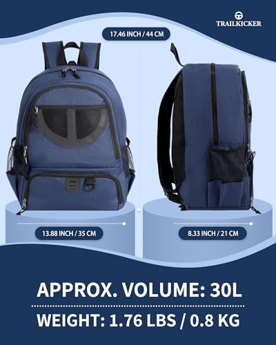 Basketball Bag Backpack for Men Women with Ball & Shoes Compartment 30L Capacity Lightweight Breathable Boys Girls Soccer Ball Bag Backpack Fit Volleyball Football Sports Travel School Gym - color: TK8Navy