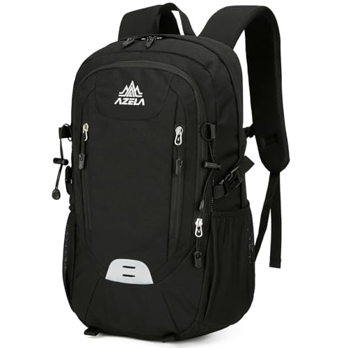 20L Small Reflective Hiking Backpack with Padded Straps for Men, Lightweight Outdoor Daypack, Black - color: Black
