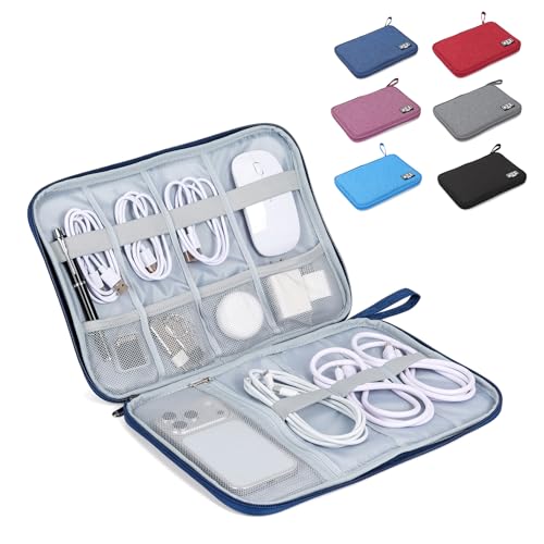 Electronic Organizer Travel Case, Slim Cable Accessories Pouch, Single Layer Tech Pouch & Cord Storage Bag for Chargers, Power Bank, SD Cards - Minimalist Travel Essentials