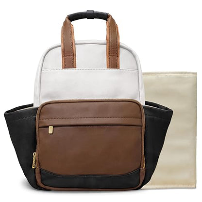 miss fong Small Diaper Bag - Baby Diaper Bag Backpack Checkered Diaper Bag with Changing Pad Baby Backpack for Travel Daycare Mommy Diaper Backpack Pañaleras Para Bebe for Mom & Dad - color: Brown&white