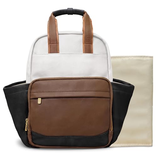 miss fong Small Diaper Bag - Baby Diaper Bag Backpack Checkered Diaper Bag with Changing Pad Baby Backpack for Travel Daycare Mommy Diaper Backpack Pañaleras Para Bebe for Mom & Dad - color: Brown&white