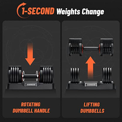 25/55 lbs Pair Adjustable Dumbbell Set, Adjust Dumbbell Weight for Exercises Pair Dumbbells for Men and Women in Home - color: 25lbs-Prime