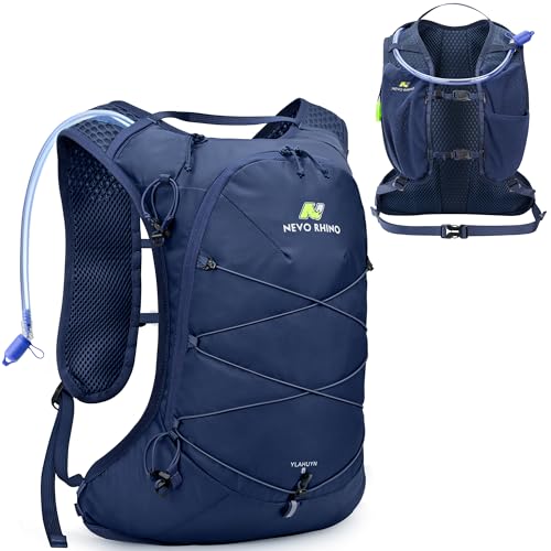 N NEVO RHINO Hydration Backpack, Lightweight Hiking Water Backpack, Hydro Bike Pack with 70 oz 2L Water Bladder, Hydration Daypack for Cycling Rave Mountain - color: Navy Blue
