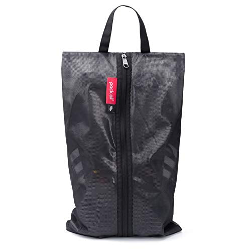 pack all Plus-Sized Shoe Bag for Travel, Water-Resistant Shoe Pouch for Gym, Odor-Resistant Soccer Cleats Bag for Sport (Dual Pocket Version) - color: Black, size: Non-Foldable-Plus