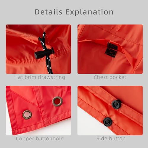 Hooded Waterproof Raincoat, Unisex Outdoor Hiking Camping Mat and Small Tent - color: Red