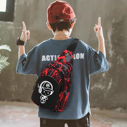 Bluboon Kids Backpack Boys Camo Bookbag Teens Elementary School Bag Daypack Travel Back Pack Middle school (Boy-red doodle) - color: Boy-red Doodle