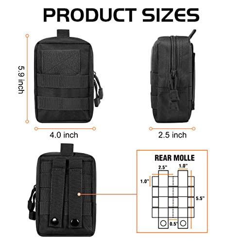 3 Pack Molle Pouch Combo Water Bottle Pouch Holder Tactical Molle Pouches Compact Utility Waist Bag Pack - color: Combo A:Black