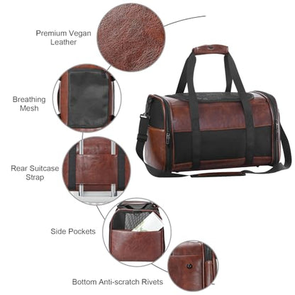 Fashion Leather Dog Carrier, Airline Approved Cat Carrier Soft Sided Pet Bag Carrier Purse for Puppy Kitten Small Animals Coffee - color: Coffee