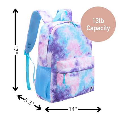 Fenrici Tie Dye Backpack for Girls, Teens, Girls' Backpack for School, Kids' Bookbags with Padded Laptop Compartment, Tie Dye, Pink, Pastel, 17 Inch - color: Pink Tie Dye