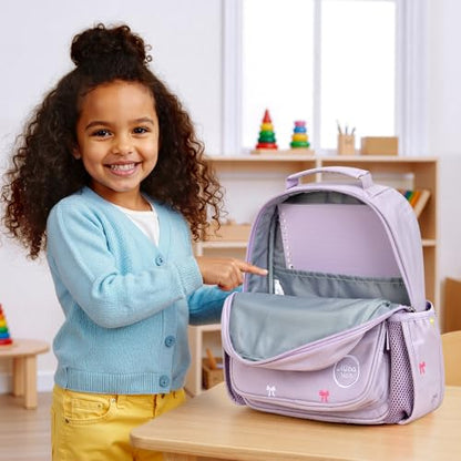 mibasies Toddler Backpacks for Girls 2-4: Quilted Backpack for Preschool Prek Daycare - Cute 12 Inches Bookbag for Little Kids Bow Purple - color: Bow Purple, style: Toddler-12"h(not Fit Folder)