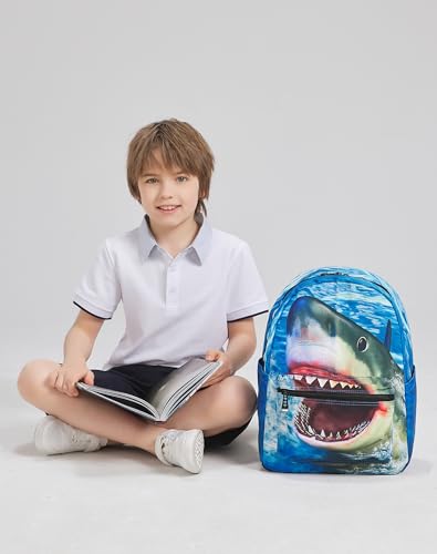 Boys Backpack - 3D Animal Face Shark Backpack for School - color: Shark Ocean