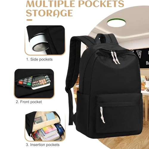 Bluboon School Backpack for Teen Girls Women Laptop Backpack College Bookbags Middle School Travel Work Commuter Back Pack - color: Black 12