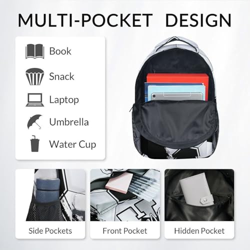 Mercuryelf Kids Backpack Set for Boys - Custom Kids Monogram Soccer Backpacks with Lunch Box for Player/School/Primary - color: Black