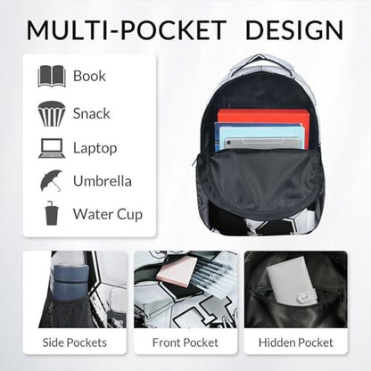 Mercuryelf Kids Backpack Set for Boys - Custom Kids Monogram Soccer Backpacks with Lunch Box for Player/School/Primary - color: Black