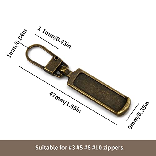 TOPASION Metal Zipper Pull Replacement for Small Holes, Detachable, Repair for Jacket, Bag Boots, Purse, Coat, Pants (5 Pcs Bronze) - color: 5 Pcs Bronze