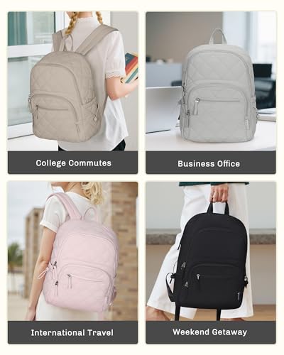 Hynes Eagle Travel Laptop Backpack Quilted College Backpack for Women Puffer Casual Daypack Personal Item Bag for 16 Inch Light Grey - color: Light Grey