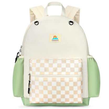 STEAMEDBUN Kids Backpack for Boys Girls 5-8, 15inch Girls Boys Backpacks Kindergarten - color: White&brown Checkerboard, size: SMALL-15"H(fit folder)