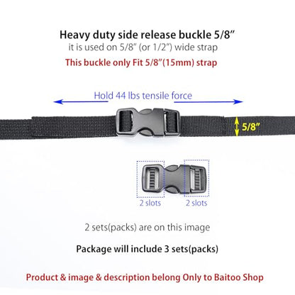 Side Release Buckles Heavy Duty Plastic Buckle Snap Clips Clasps Backpack Buckle Replacement for Strap - style: 1/2 Or 5/8 Inch - 3sets