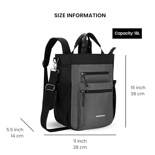 Sherpani Soleil, Anti Theft Convertible Backpack, 3 in 1 Tote, Crossbody Purse, 18L Travel Bag, Fits 13” Laptop (Granite) - color: Granite