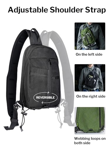 VIPERADE UGS1 Casual Daypack Shoulder Sling Bag Small Outdoor Chest Pack for Men Traveling, Hiking, Camping (Black) - color: Black