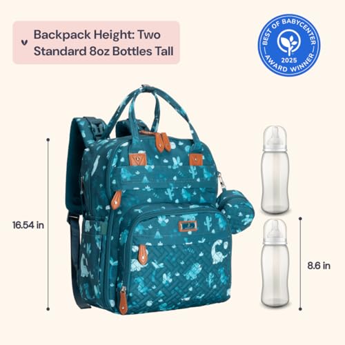 BabbleRoo Diaper Bag Backpack - Baby Essentials Travel Tote - Multi Function Water Resistant Diaper Bag, Travel Essentials Baby Bag with Changing Pad, Stroller Straps & Pacifier Case - Unisex, Dino - color: Dino, size: Large
