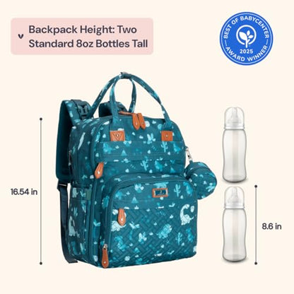 BabbleRoo Diaper Bag Backpack - Baby Essentials Travel Tote - Multi Function Water Resistant Diaper Bag, Travel Essentials Baby Bag with Changing Pad, Stroller Straps & Pacifier Case - Unisex, Dino - color: Dino, size: Large