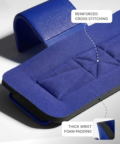 DMoose Fitness Weight Lifting Hooks (Pair) for Deadlifts, Pull Ups, Rows & Shrugs - Anti-Rip Nylon Strap Hand Grips with Thick Wrist Padding - Heavy Duty Wrist Straps for Weightlifting & Gym Workouts - color: All Blue