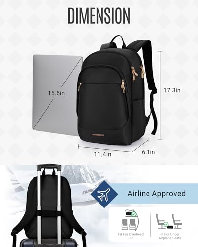 LIGHT FLIGHT Travel Backpack for Women, 15.6 Inch, Beige+Green | Laptop Backpack, USB Charging Hole, Water Resistant, Large Capacity, College Bookbag - color: Beige+green, size: 15.6 Inch without Wheels