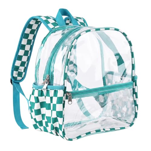 Fomaris Stadium Approved Clear Backpack 12x6x12 Clear Bag for Stadium Events, Sports, Concerts, Festivals - Checkered Green - color: Checkered Green