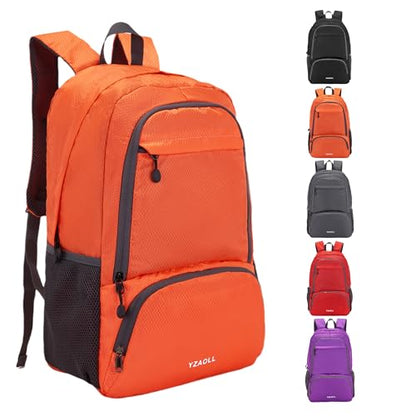 YZAOLL 30L Hiking Backpack Lightweight Day Packs, Packable Backpack for Women Men Travel Camping Vacation,Orange - color: E-lorange