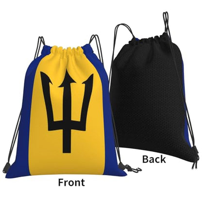 Barbados Flag Drawstring Bag Sport Gym Backpack Beach Travel Sack Draw String Yoga Bag For Men Women - color: Barbados Flag