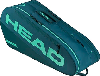 HEAD Tour Racquet Bag M (6R) Tennis Bag - Holds Up to 6 Racquets, CCT+ Climate Control Technology, 2 Main Compartments, Shoe Pocket & Backpack Carry System | 6 Racquet Capacity - color: Green