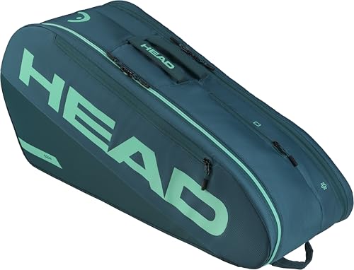HEAD Tour Racquet Bag M (6R) Tennis Bag - Holds Up to 6 Racquets, CCT+ Climate Control Technology, 2 Main Compartments, Shoe Pocket & Backpack Carry System | 6 Racquet Capacity - color: Green