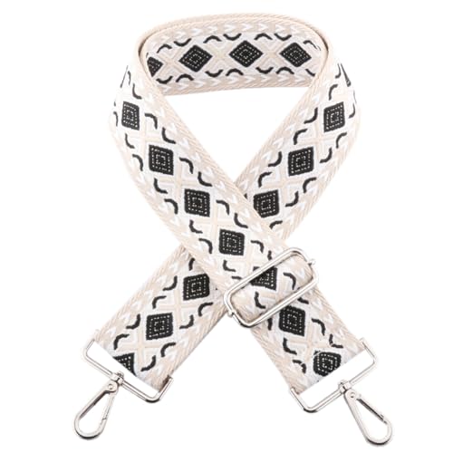 Azarxis Wide Replacement Shoulder Strap Adjustable Crossbody Canvas Webbing for Messenger Bag Laptop Computer Bag - color: #3 - Black & White Rhombus