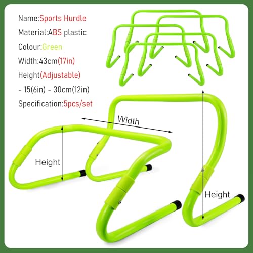 SRNSAEB Kids Adjustable Hurdle 20 15 10 8 6 5 Pcs, Rotatable Pediatric Hurdles with Portable Carry Strap, Park/Backyard/Home Agility Training Equipment Hurdle Set for Students/Preschoolers(6pcs) - size: 6pcs