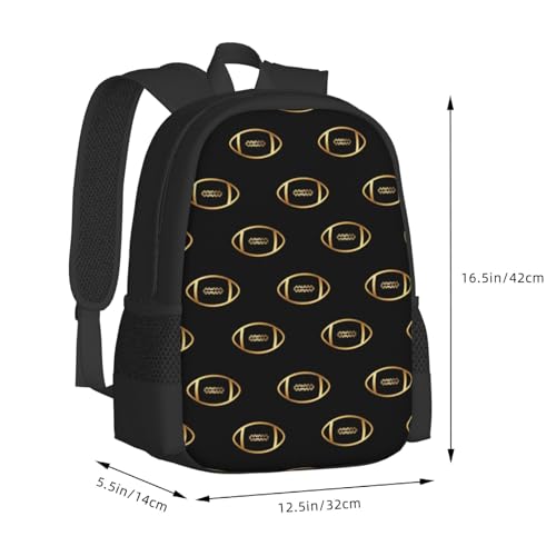 Sturdy Polyester Shoulder Pack American Football Gold, Anti Theft Spacious Camping Rucksack Casual Daily Bag for Men Women Fitness Outdoor Activity - color: Design (549)