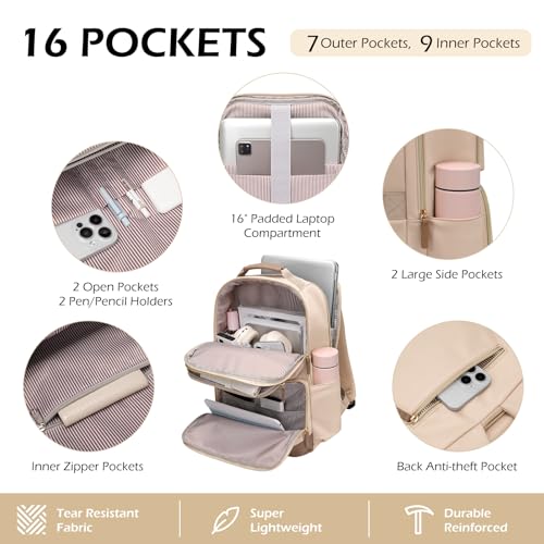 Laptop Backpack for Women Men 16 Inch Laptop Bookbag Waterproof Bags Computer Adult Backpacks Business Daily Purse Bag with Laptop Compartment