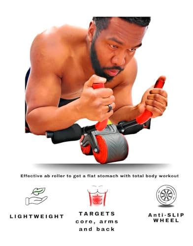 APB Blast Ab Roller, with thick elbow support with resistance spring. Ab workout for Abdonimal and Core strength Exercise. Equipment for a Home Gym and a Home Workout, Red