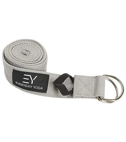 Everyday Yoga Strap with Metal D-Ring - Durable Stretching Strap for Yoga, Pilates, Flexibility & Physical Therapy (6ft, 8ft, 10ft) - color: Slate, size: 6 Foot