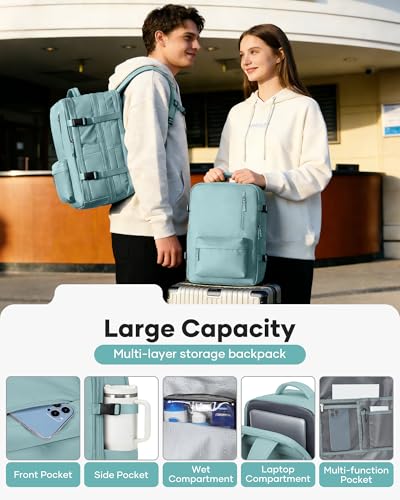 Vacuum Backpack Travel with Pump for Women Men 18x14x8 Personal Item Bag - color: A2-blue