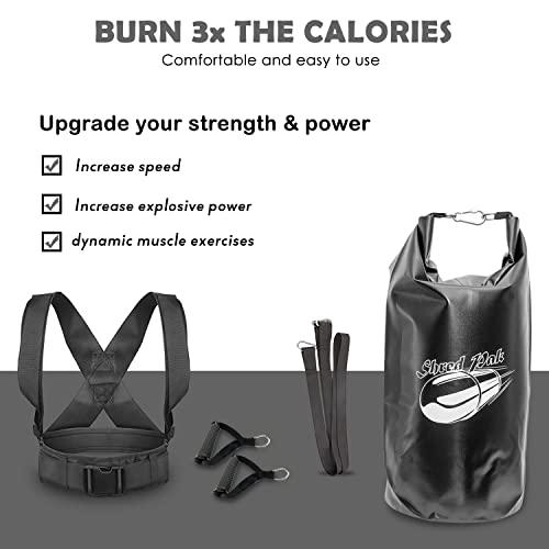 Resistance Training Sled - Weight Sled Harness & Handles - Extreme Workout for Athletes - Burn 3X The Calories - 4-Piece Kit for Gym, Home and, Outdoor - style: Weight Bag + Harness + Water Bladder