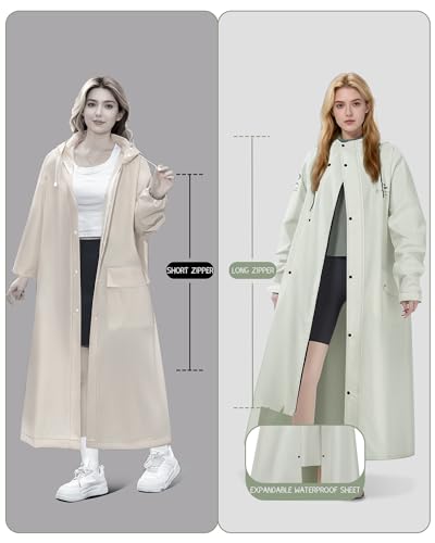 Rain Jacket Women with Hooded Waterproof Lightweight Packable Long Raincoat Poncho for Men Adults - color: White, size: XX-Large