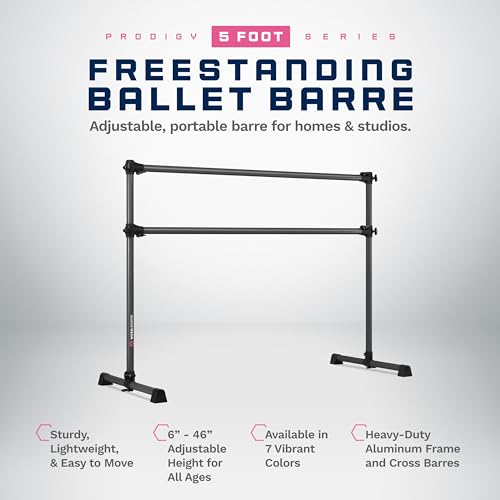 VITA Barre Portable Freestanding Double Ballet Barre, Prodigy, Aluminum | Adjustable Height, USA Made, Home or Gym Exercise Equipment for Kids & Adults | Dance, Fitness, Pilates - color: Dark Mystic Gray, style: 5 Ft