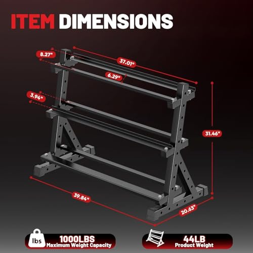 PAPABABE Hex Dumbbell Set with Rack, Rubber Encased Free Weight with Weight Storage Racks, Multiple Weight Options for Home Gym and Fitness - style: 680LB with 3-Tier Weight Rack