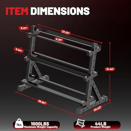 PAPABABE Hex Dumbbell Set with Rack, Rubber Encased Free Weight with Weight Storage Racks, Multiple Weight Options for Home Gym and Fitness - style: 335LB with 3-Tier Weight Rack