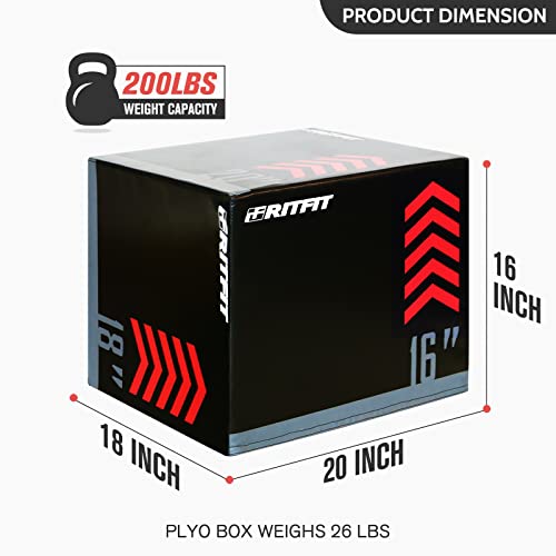 RitFit 3 in 1 Extra Firm Soft Plyo Box Foam Plyometric Box-30”x24”x20”-20"x18"x16" Heavy Duty High Density Foam Jumping Box 3 Sizes with PVC Cover,Platform for Home Gym Fitness, 440lb Weight Capacity - size: SMALL-B