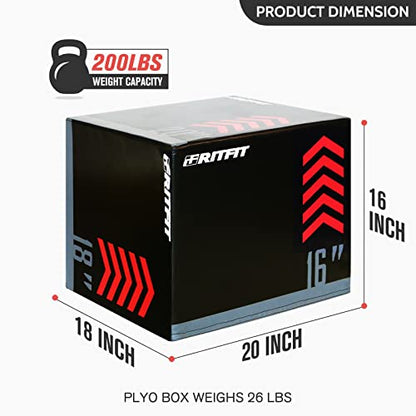 RitFit 3 in 1 Extra Firm Soft Plyo Box Foam Plyometric Box-30”x24”x20”-20"x18"x16" Heavy Duty High Density Foam Jumping Box 3 Sizes with PVC Cover,Platform for Home Gym Fitness, 440lb Weight Capacity - size: SMALL-B